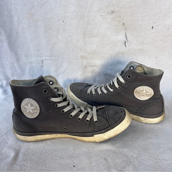 Converse Classic High-Top Canvas Sneakers in Gray with White Logo and Laces - Picture 8 of 10